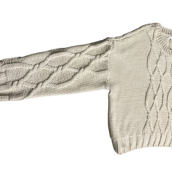 Lush Chunky Cable‎ Knit Oversized Cropped Sweater in Cream Size Medium - Picture 10 of 10